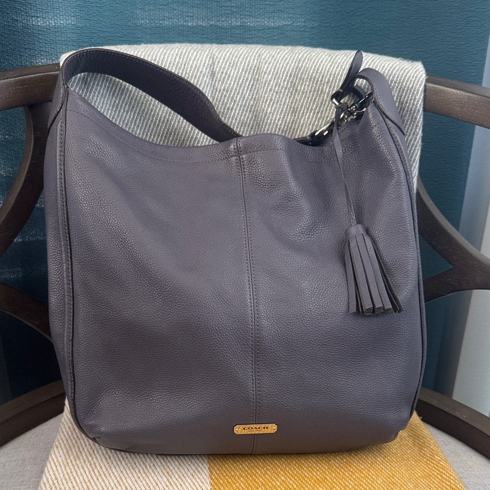 Coach Dark Gray Leather Hobo Bag